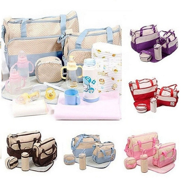 5Pcs Multifunctional Baby Diaper Bag