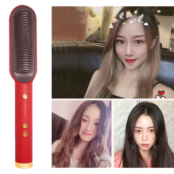 Professional Hair Straightener Brush Ceramic Electric Hair Straightener Beard Brush Fast Heating Curler Hair Straightener Comb Styler