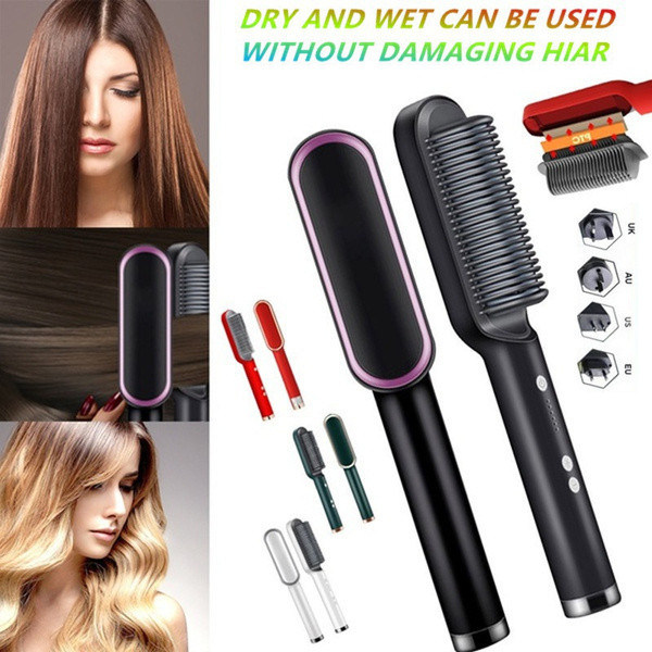 Professional Hair Straightener Brush Ceramic Electric Hair Straightener Beard Brush Fast Heating Curler Hair Straightener Comb Styler