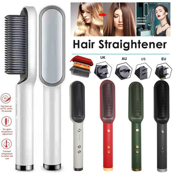 Professional Hair Straightener Brush Ceramic Electric Hair Straightener Beard Brush Fast Heating Curler Hair Straightener Comb Styler