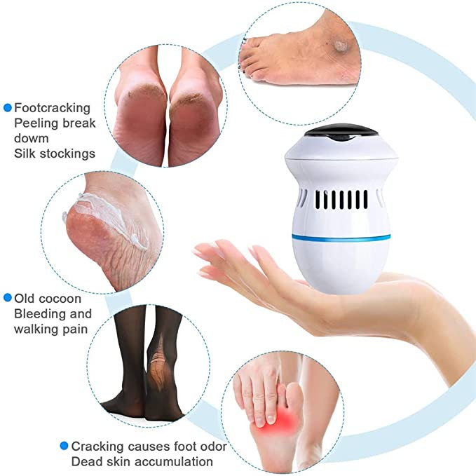 Portable Electric Vacuum Adsorption Foot Grinder, USB Electronic Foot File Pedicure Tools, Dual-Speed Callus Remover, Pedicure Foot Care Tool for Dead,Hard Cracked Dry Skin