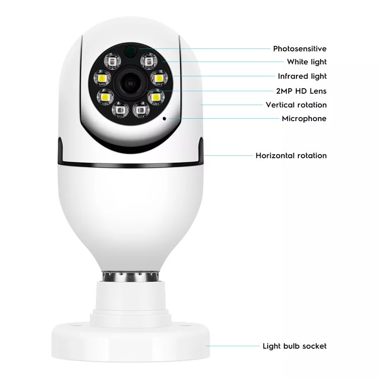 Light bulb Security Surveillance Wifi IP PTZ Camera