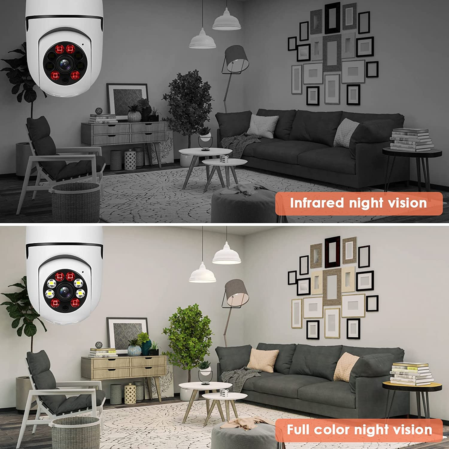Light bulb Security Surveillance Wifi IP PTZ Camera
