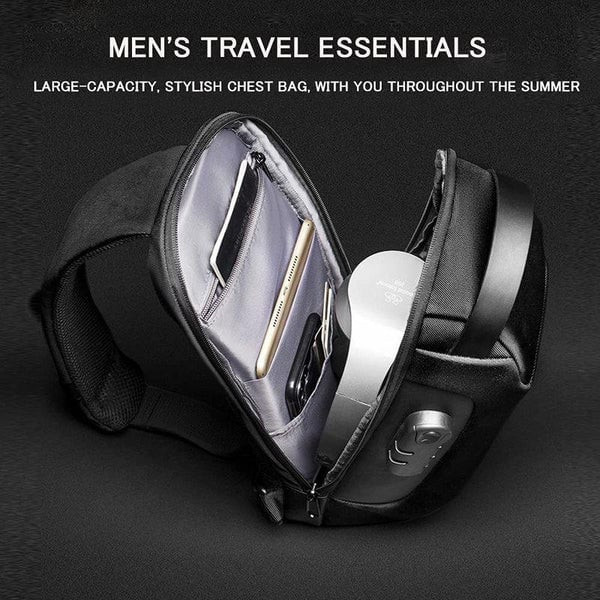 ZYING Anti theft Crossbody Sling bag,Shoulder Backpack,Lightweight Chest Daypack with USB Charging Port,Fit for 9.7'' ipad
