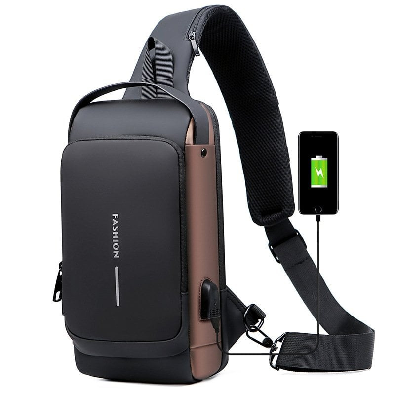ZYING Anti theft Crossbody Sling bag,Shoulder Backpack,Lightweight Chest Daypack with USB Charging Port,Fit for 9.7'' ipad