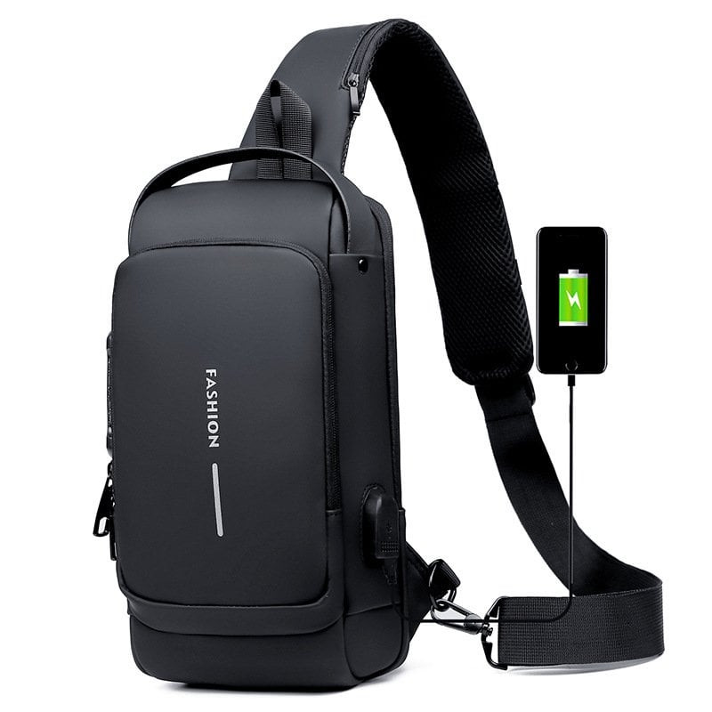 ZYING Anti theft Crossbody Sling bag,Shoulder Backpack,Lightweight Chest Daypack with USB Charging Port,Fit for 9.7'' ipad